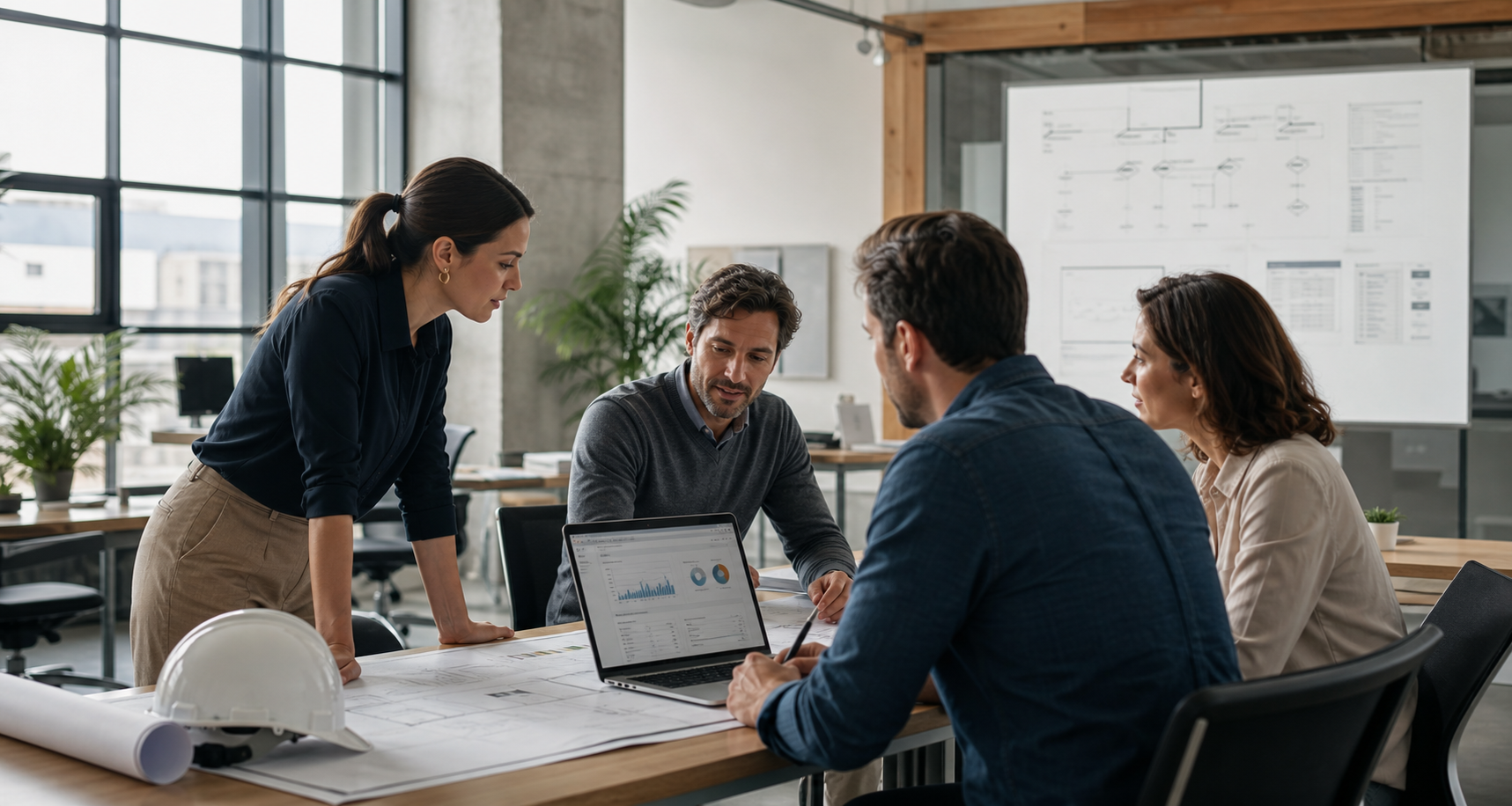 Equipo técnico revisando procesos, documentación y paneles de productividad